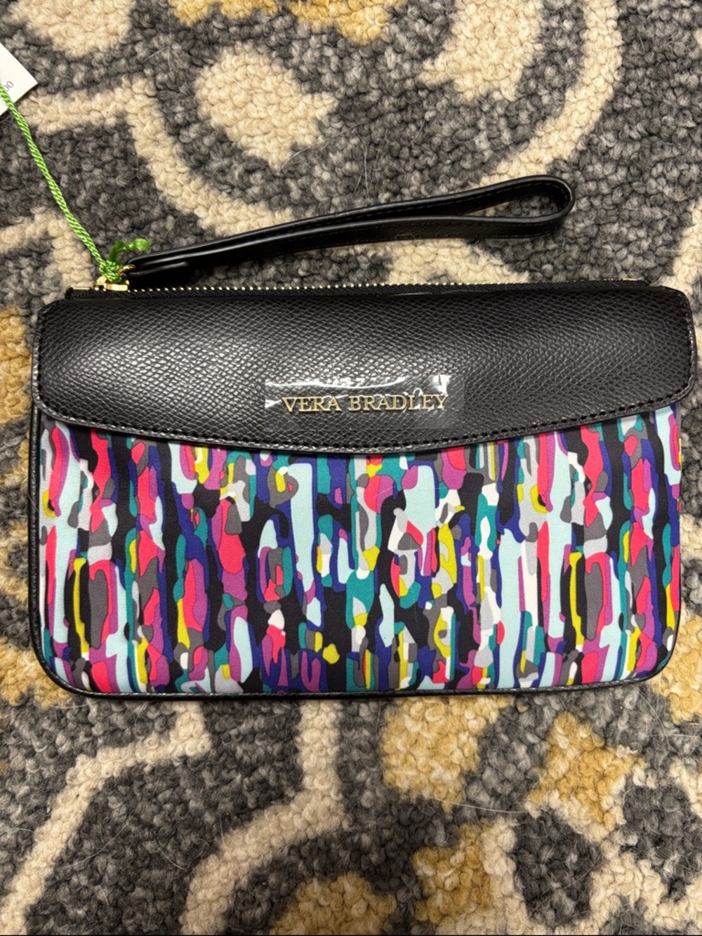 Vera Bradley Black Multi-Color Patterned Wristlet